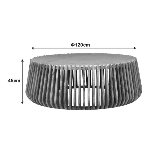 Τραπέζι σαλονιού Mable  mango ξύλο σε φυσική απόχρωση με επιφάνεια μαρμάρου Φ120x45εκ