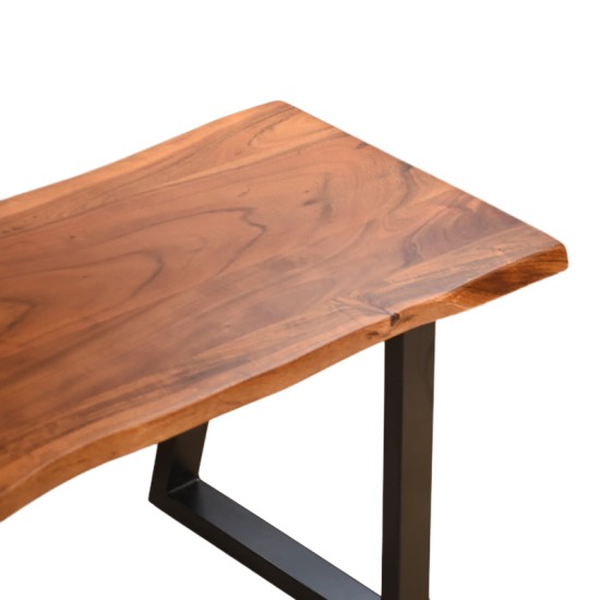 Παγκάκι Miles Slim   μασίφ ξύλο ακακίας σε καρυδί απόχρωση με μαύρα μεταλλικά πόδια 160x40x45εκ