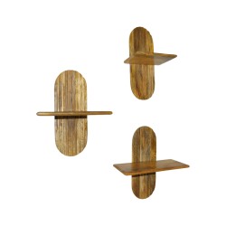 Ραφιέρα τοίχου Arcadia 3 τεμ  μασίφ ξύλο μάνγκο σε φυσική απόχρωση 30x20x40εκ