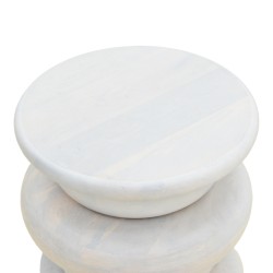 Βοηθητικό τραπέζι Circena  μασίφ μάνγκο ξύλο λευκό Φ40x45εκ