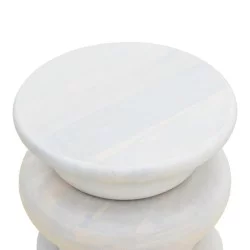 Βοηθητικό τραπέζι Circena  μασίφ μάνγκο ξύλο λευκό Φ40x45εκ