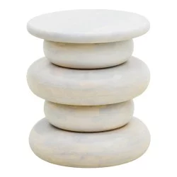 Βοηθητικό τραπέζι Circena  μασίφ μάνγκο ξύλο λευκό Φ40x45εκ