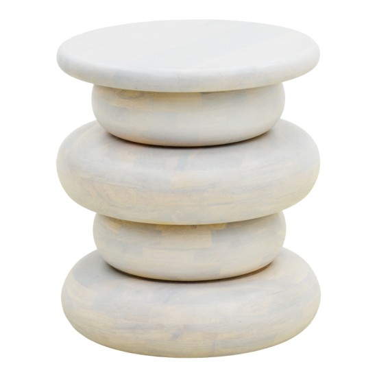 Βοηθητικό τραπέζι Circena  μασίφ μάνγκο ξύλο λευκό Φ40x45εκ