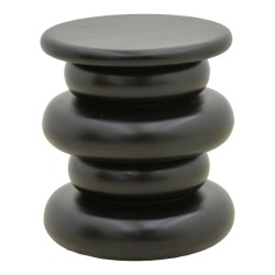 Βοηθητικό τραπέζι Circena  μασίφ μάνγκο ξύλο μαύρο Φ40x45εκ