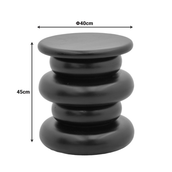 Βοηθητικό τραπέζι Circena  μασίφ μάνγκο ξύλο μαύρο Φ40x45εκ