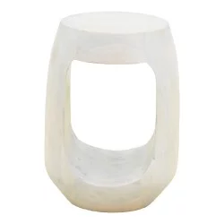 Βοηθητικό τραπέζι Lenora  μασίφ μάνγκο ξύλο λευκό Φ33x45εκ