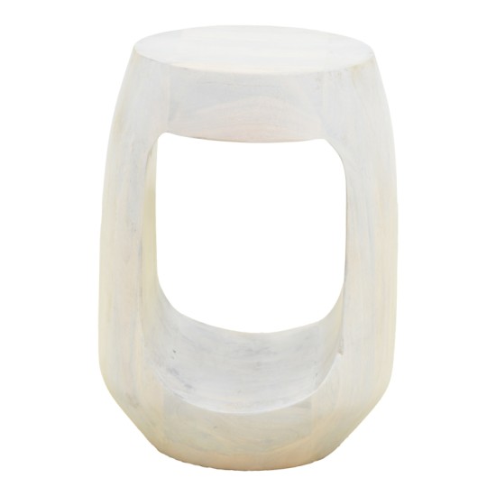 Βοηθητικό τραπέζι Lenora  μασίφ μάνγκο ξύλο λευκό Φ33x45εκ