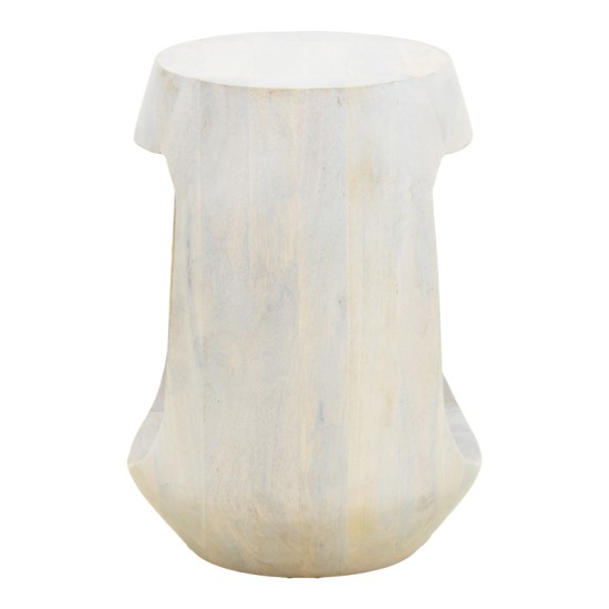 Βοηθητικό τραπέζι Lenora  μασίφ μάνγκο ξύλο λευκό Φ33x45εκ