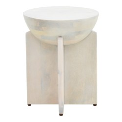 Βοηθητικό τραπέζι Jenby  μασίφ μάνγκο ξύλο λευκό Φ40x50εκ