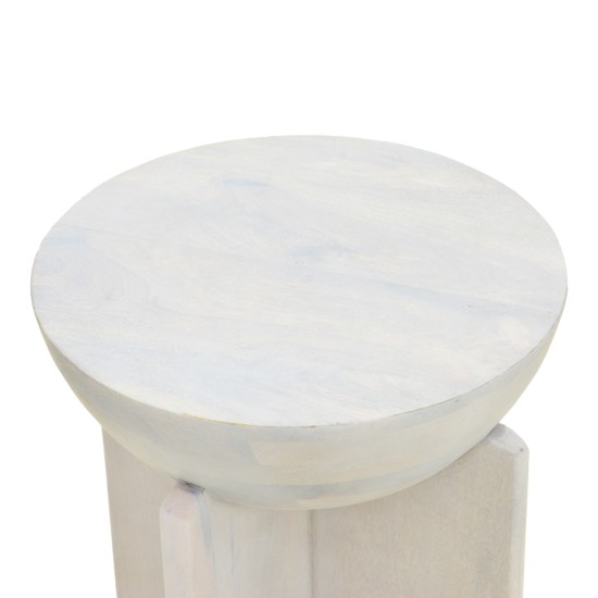 Βοηθητικό τραπέζι Jenby  μασίφ μάνγκο ξύλο λευκό Φ40x50εκ