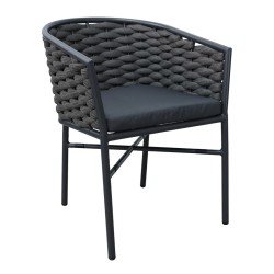 Πολυθρόνα Noevo  αλουμίνιο με ανθρακί σκελετό-σχοινι 57x62x76εκ