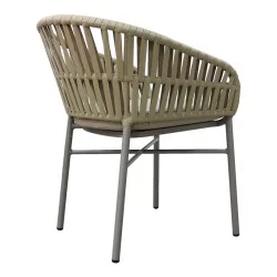 Πολυθρόνα Frama  αλουμίνιο-pe σχοινί σε καφε απόχρωση και μαξιλάρι 57x60x78εκ