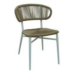 Καρέκλα στοιβαζόμενη Agus  αλουμίνιο σε λευκό- pe rattan σε φυσική απόχρωση 55x63x77εκ