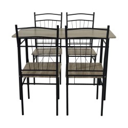 Τραπεζαρία Reforia  σετ 5τμχ mdf σε γκρι απόχρωση με μαύρα μεταλλικά πόδια 110x60x74εκ