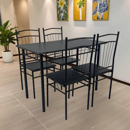 Τραπεζαρία Reforia σετ 5τμχ mdf σε μαύρη απόχρωση με μαύρα μεταλλικά πόδια 110x60x74εκ Τραπεζαρία Reforia σετ 5τμχ mdf σε μαύρη απόχρωση με μαύρα μεταλλικά πόδια 110x60x74εκ