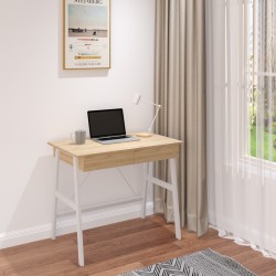 Γραφείο εργασίας Lione  με συρτάρια σε oak απόχρωση με πόδι λευκό μέταλλο 90x50x75εκ