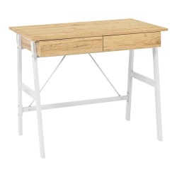 Γραφείο εργασίας Lione  με συρτάρια σε oak απόχρωση με πόδι λευκό μέταλλο 90x50x75εκ