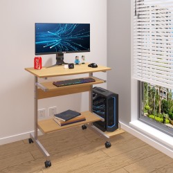 Γραφείο υπολογιστή Veronce  σε φυσική απόχρωση με μεταλλικό σκελετό 89x47x71εκ