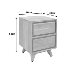 Κομοδίνο Emira  μασίφ ακακίας σε φυσική απόχρωση 40x40x54εκ