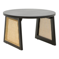 Τραπέζι Tamarind  ξύλο mango-φυσικό rattan σε μαύρη απόχρωση Φ65x40εκ