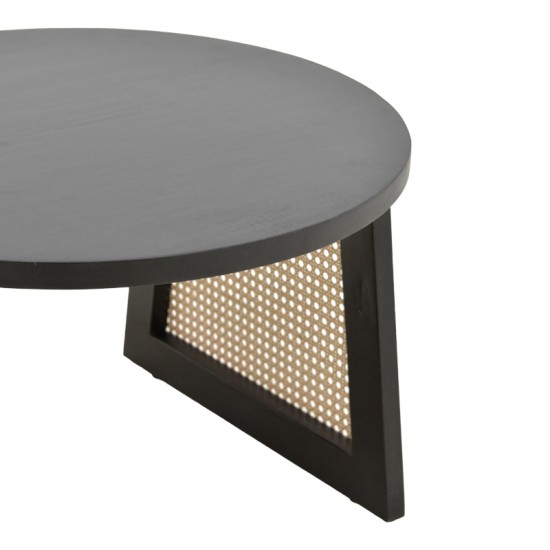 Τραπέζι Tamarind ξύλο mango-φυσικό rattan σε μαύρη απόχρωση Φ65x40εκ Τραπέζι Tamarind ξύλο mango-φυσικό rattan σε μαύρη απόχρωση Φ65x40εκ