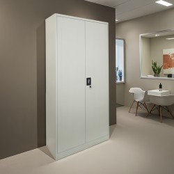 Ντουλάπα Zogi  μέταλλο με χώρισμα σε απόχρωση ανοιχτό γκρι 90x45x180εκ