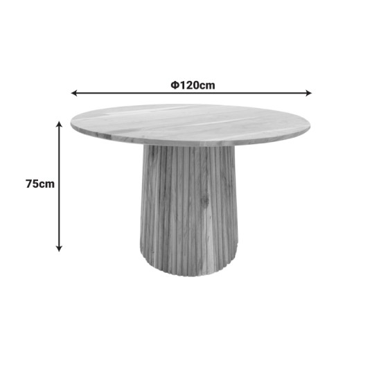 Τραπέζι Tully  μασίφ ξύλο ακακίας σε φυσική απόχρωση Φ120x75εκ