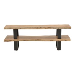 Έπιπλο τηλεόρασης Fuji  μασίφ ξύλο ακακίας σε φυσική απόχρωση με μαύρα μεταλλικά πόδια 140x40x52εκ