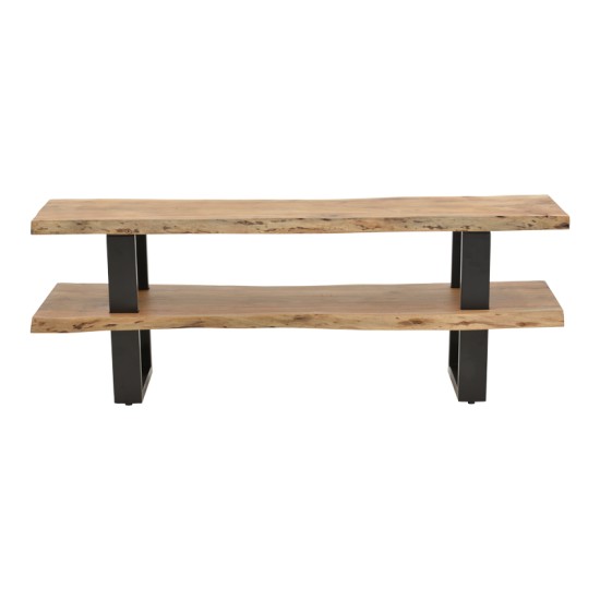 Έπιπλο τηλεόρασης Fuji  μασίφ ξύλο ακακίας σε φυσική απόχρωση με μαύρα μεταλλικά πόδια 140x40x52εκ