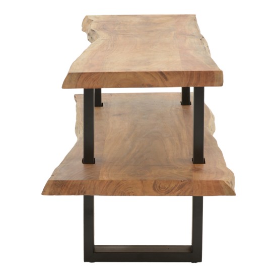 Έπιπλο τηλεόρασης Fuji  μασίφ ξύλο ακακίας σε φυσική απόχρωση με μαύρα μεταλλικά πόδια 140x40x52εκ