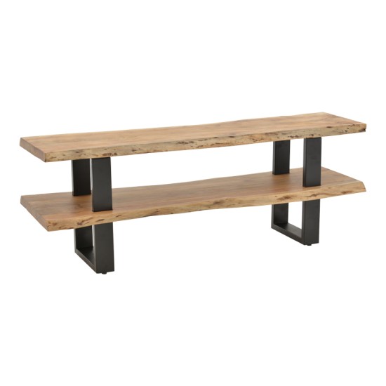 Έπιπλο τηλεόρασης Fuji  μασίφ ξύλο ακακίας σε φυσική απόχρωση με μαύρα μεταλλικά πόδια 140x40x52εκ