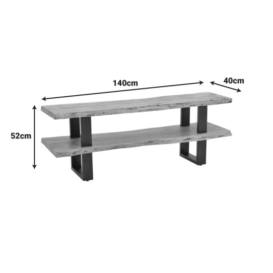 Έπιπλο τηλεόρασης Fuji  μασίφ ξύλο ακακίας σε φυσική απόχρωση με μαύρα μεταλλικά πόδια 140x40x52εκ