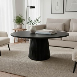 Τραπέζι σαλονιού Canicule I  μασίφ ξύλο ακακίας σε μαύρη απόχρωση Φ80x40εκ