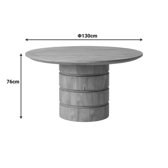 Τραπέζι Charmy  μασίφ ξύλο mango σε φυσική απόχρωση Φ130x76εκ