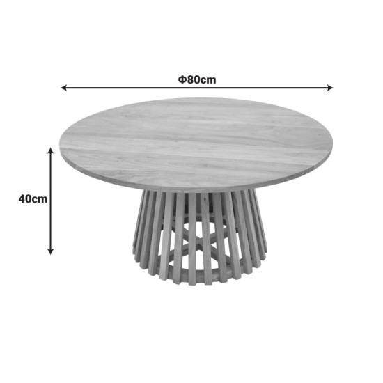 Τραπέζι σαλονιού Radiane  μασίφ ξύλο ακακίας σε φυσική απόχρωση Φ80x40εκ