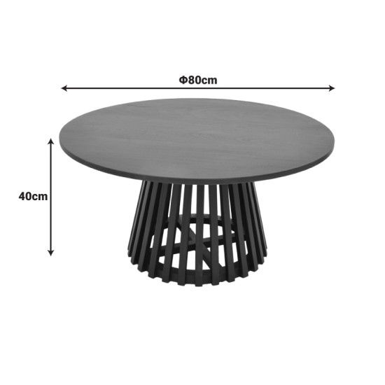 Τραπέζι σαλονιού Radiane  μασίφ ξύλο ακακίας σε μαύρη απόχρωση Φ80x40εκ