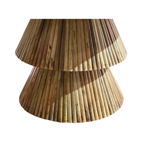 Τραπέζι σαλονιού Havai  μασίφ ξύλο mango σε φυσική απόχρωση κ λευκή επιφάνεια μαρμάρου Φ80x45εκ