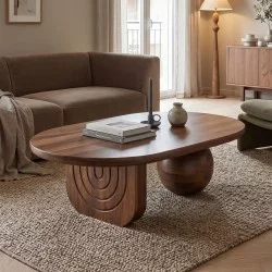 Τραπέζι σαλονιού Kane  μασίφ ξύλο ακακίας καρυδι 110x72x38εκ