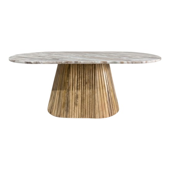 Τραπεζι σαλονιού Aithra  μασίφ ξύλο μάνγκο σε φυσική απόχρωση με επιφάνεια μαρμάρου 120x60x45εκ.