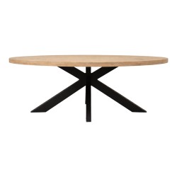 Τραπεζι Jenma  μασίφ mango ξύλο σε φυσική απόχρωση-πόδι μαύρο μέταλλο 200x100x76εκ