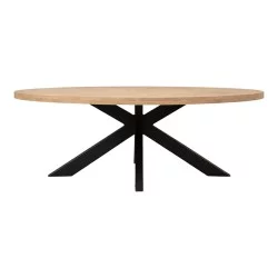 Τραπεζι Jenma  μασίφ mango ξύλο σε φυσική απόχρωση-πόδι μαύρο μέταλλο 200x100x76εκ