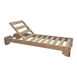 Ξαπλώστρα Fendy  ξύλο ελάτου σε καρυδί απόχρωση 71.5x200x24εκ