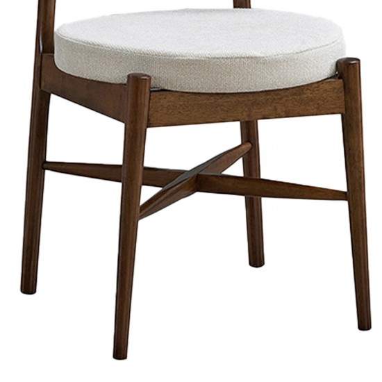 Καρέκλα Raudi  rubberwood σε καρυδί-εκρού απόχρωση 45.5x45.5x81εκ