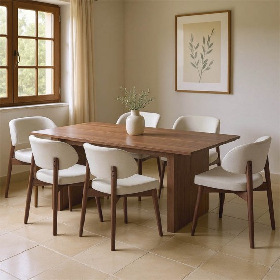 Τραπεζαρία Eleganza-Siena σετ 7τεμ mdf σε καρυδί-εκρού απόχρωση 180x99x75.8εκ Τραπεζαρία Eleganza-Siena σετ 7τεμ mdf σε καρυδί-εκρού απόχρωση 180x99x75.8εκ