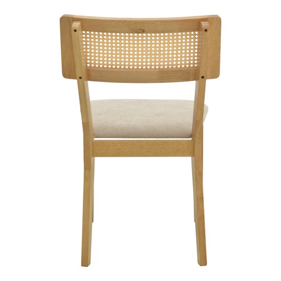 Καρέκλα Raffles  rubberwood με pe rattan και γκρι μπεζ ύφασμα 47x48x83.5εκ