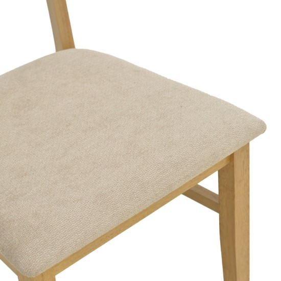 Καρέκλα Raffles  rubberwood με pe rattan και γκρι μπεζ ύφασμα 47x48x83.5εκ