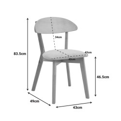 Καρέκλα Canon  rubberwood σε φυσική απόχρωση με γκρι μπεζ ύφασμα 43x43x79.5εκ