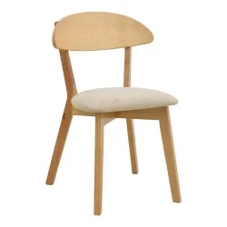 Καρέκλα Canon  rubberwood σε φυσική απόχρωση με γκρι μπεζ ύφασμα 43x52x83,5εκ