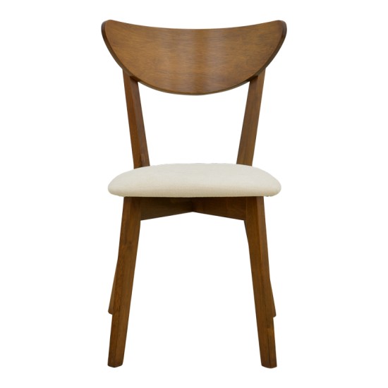 Καρέκλα Canon  καρυδί rubberwood εκρού ύφασμα 43x52x83,5εκ