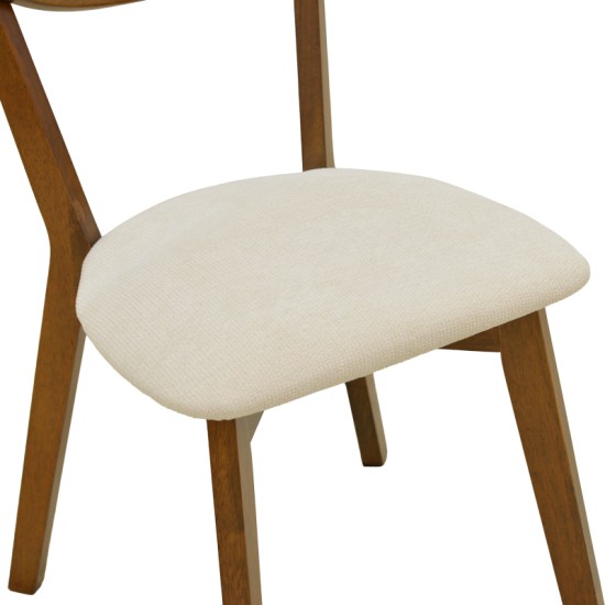 Καρέκλα Canon  καρυδί rubberwood εκρού ύφασμα 43x52x83,5εκ